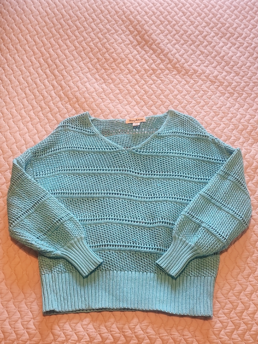 Tommy Bahama Open-Knit V-Neck Sweater